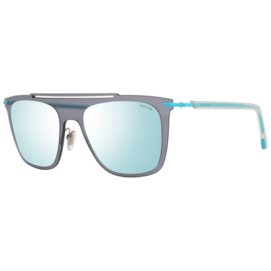 Police PL581 Blue Mirrored Rectangle Sunglasses for Men