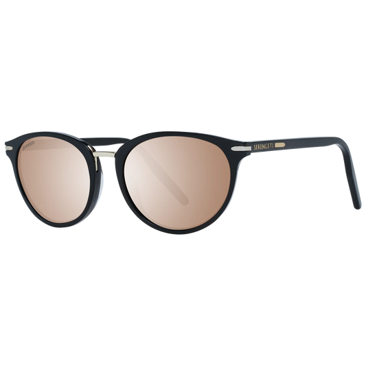 Serengeti Elyna 8846 sunglasses — black round frame with polarized brown mineral glass lenses, made in Italy