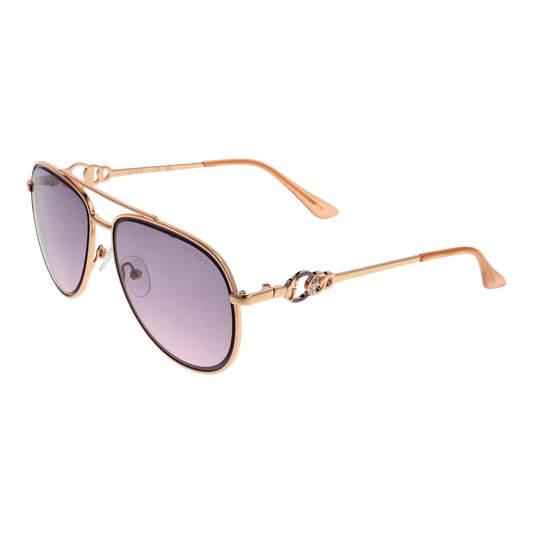 Guess GF0344 Rose Gold Aviator Sunglasses with Purple Gradient Lenses for Women