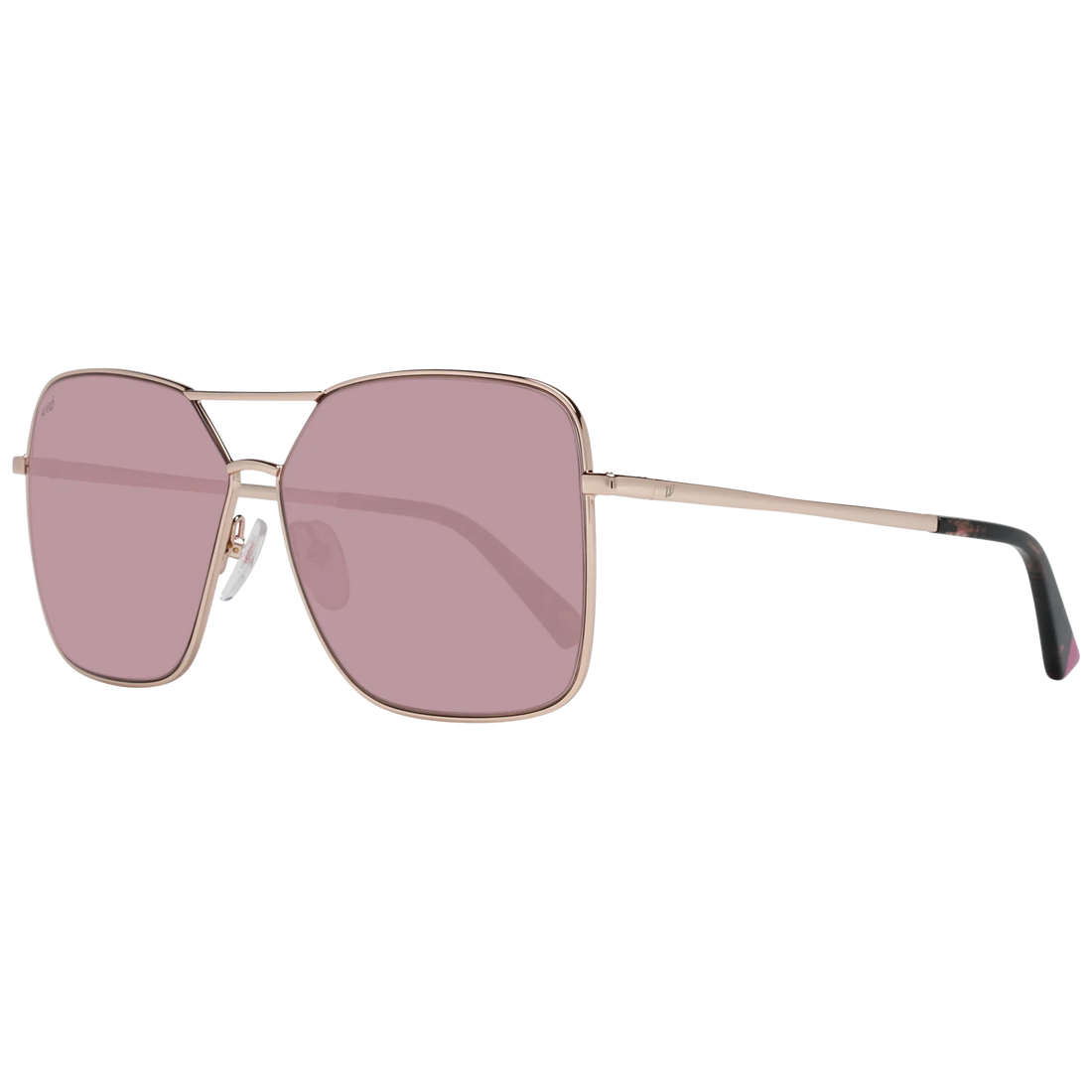 Web Eyewear WE0285 rose gold rectangle sunglasses with purple mirrored lenses — Amelya