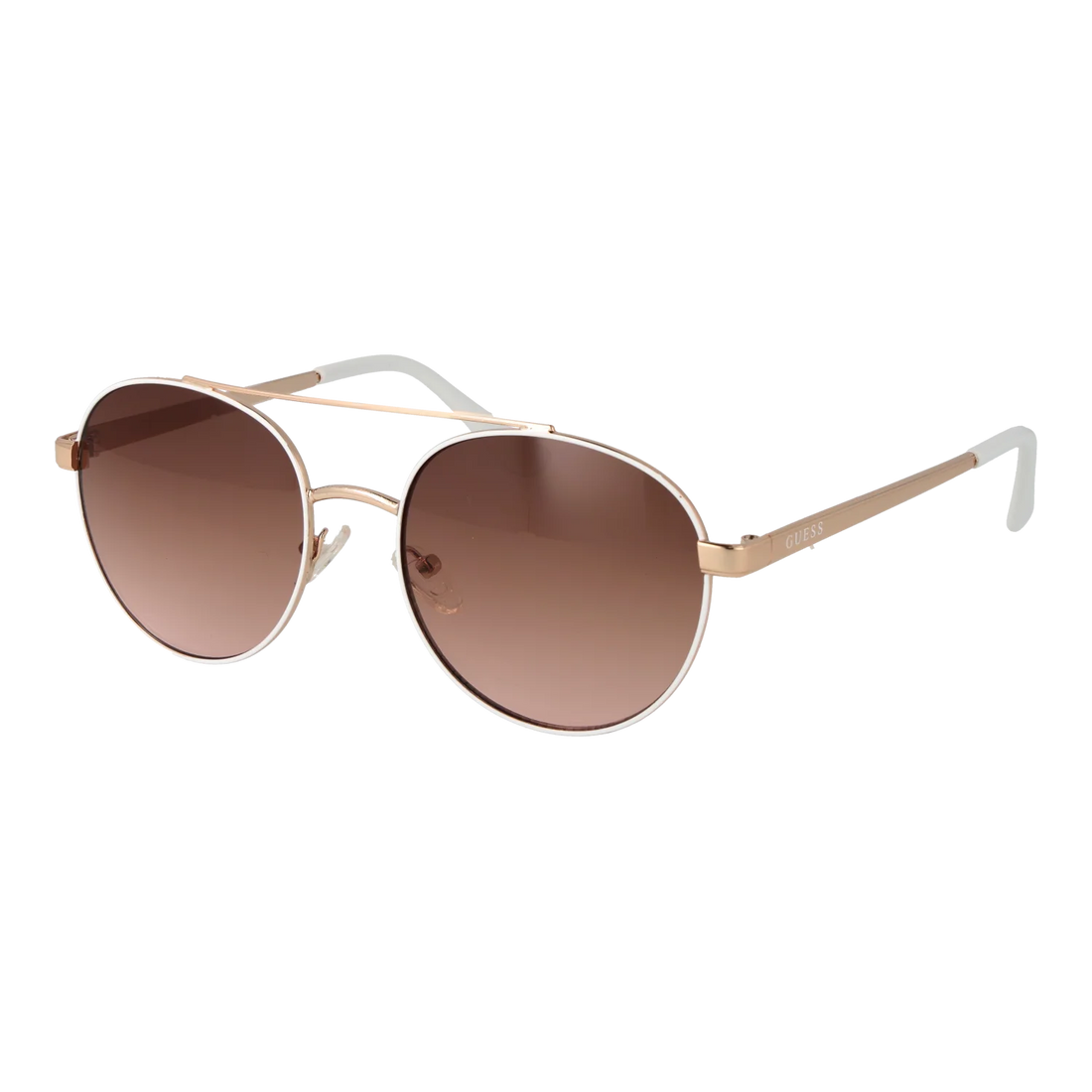 Guess GF0367 5332T rose gold aviator sunglasses with brown gradient lenses — Amelya