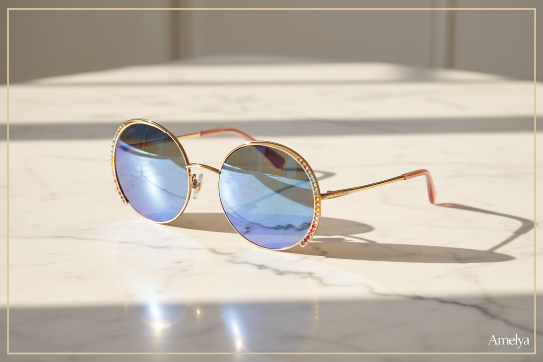 Radiant Elegance: The Swarovski SK0280-H Gold & Blue Sunglasses